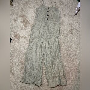 SO Button-Front Tan Jumpsuit